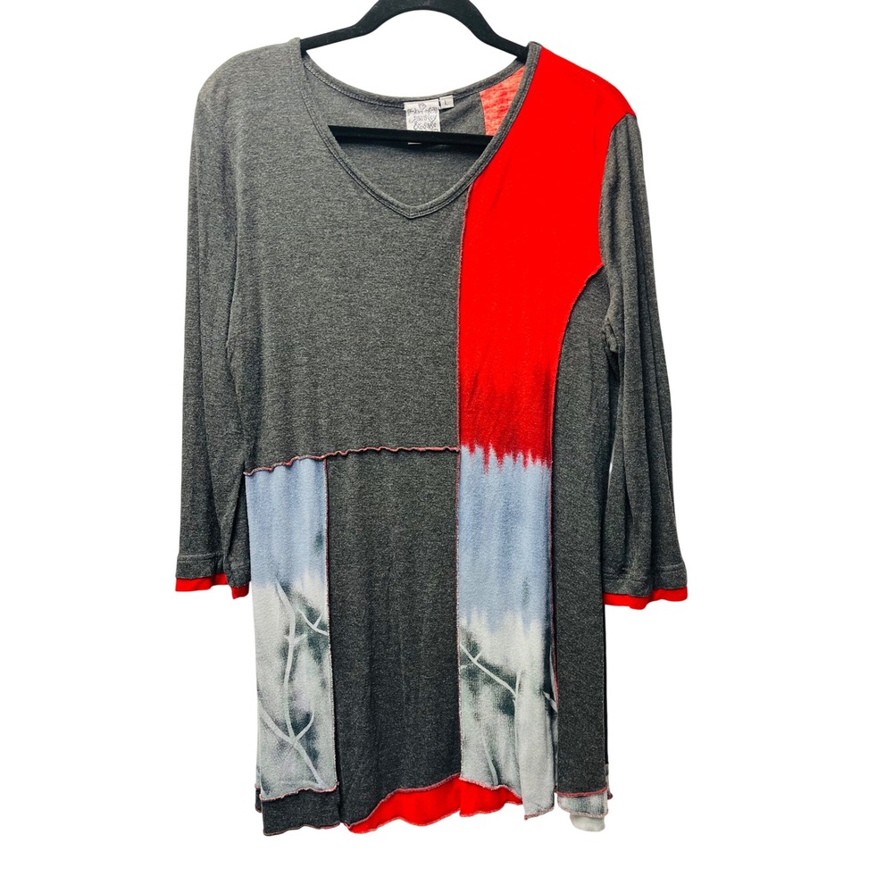 Parsley & Sage Tunic Top L Patchwork Tie Dye Boho Grunge Lagenlook Wearable Art